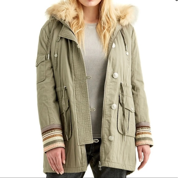 Boundless North Jackets & Blazers - BOUNDLESS NORTH FAUX FUR TRIM WOODLAND ANORAK IN TRUFFLE